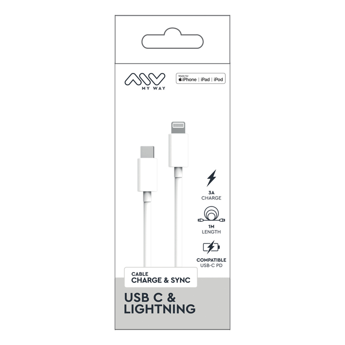 CABLE USB-C LIGHTNING 1M BLANC