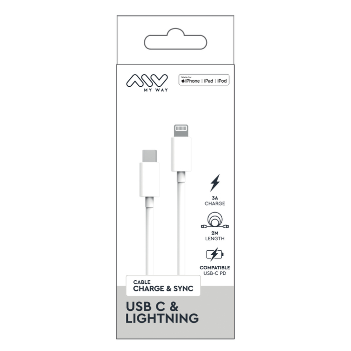 CABLE USB-C LIGHTNING 2M BLANC
