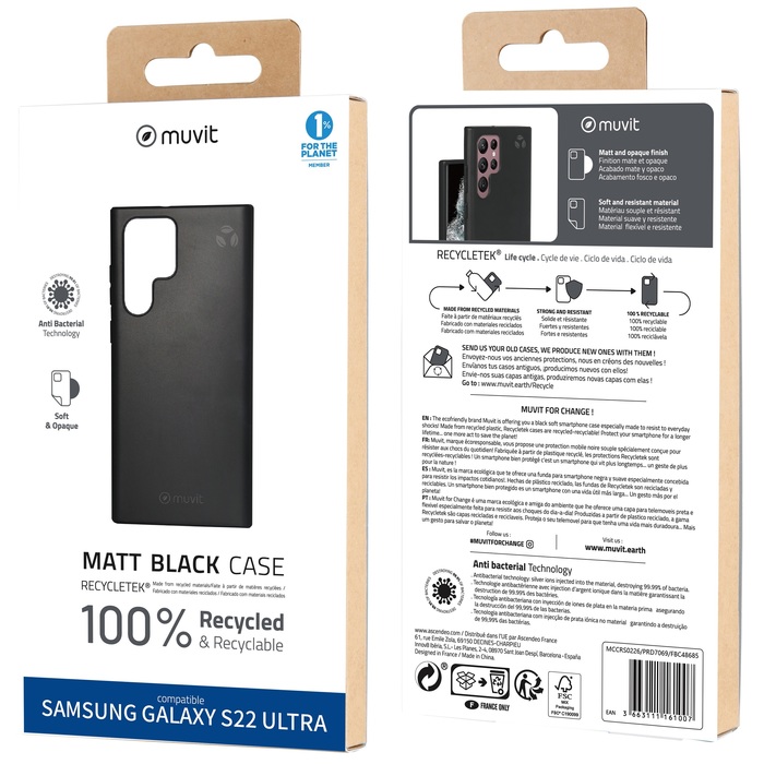 COQUE RECYCLETEK SOUPLE NOIR SAMSUNG GALAXY S22 ULTRA